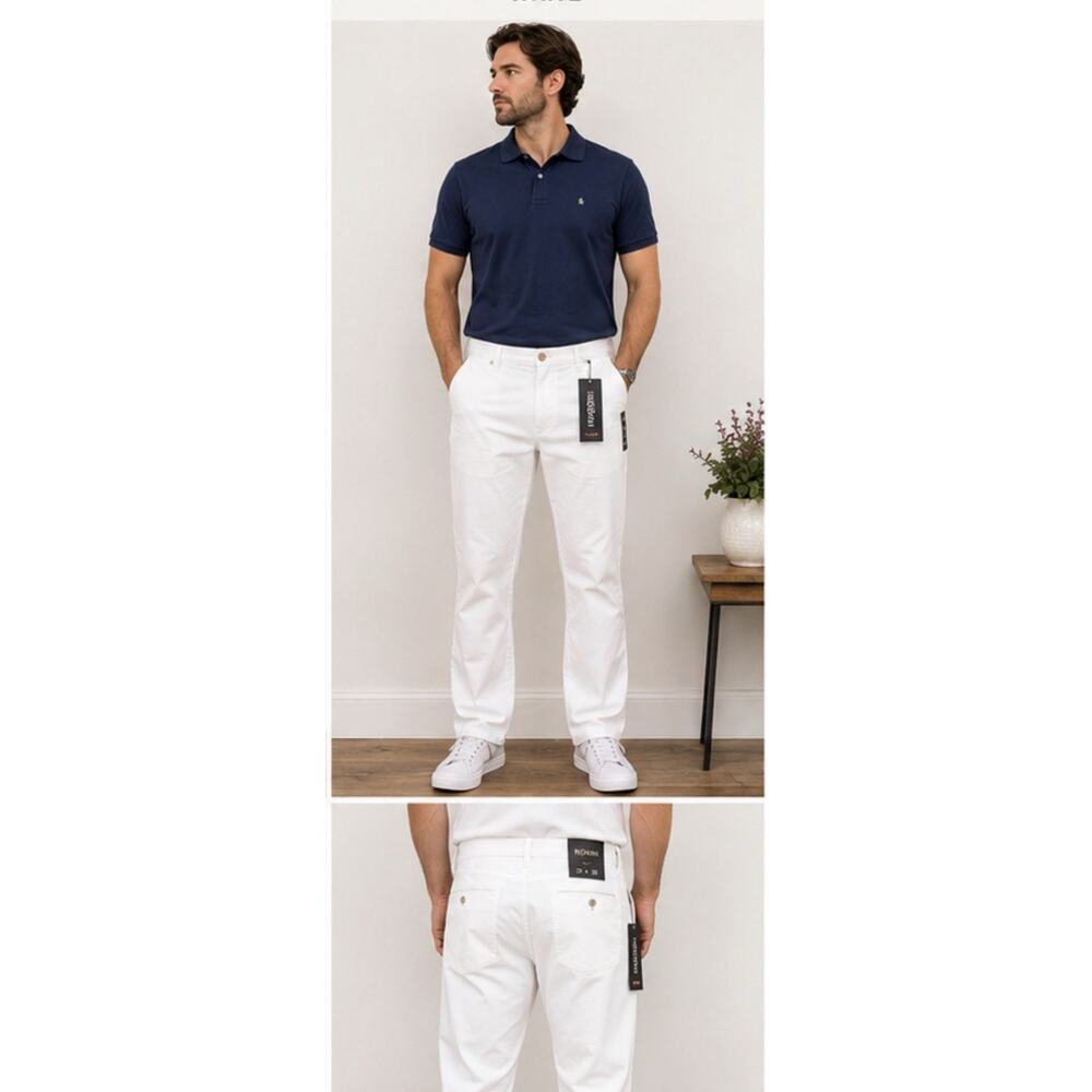 Rohm NWT Mens Pants 34x30 White Straight Leg Casual Chino Trousers